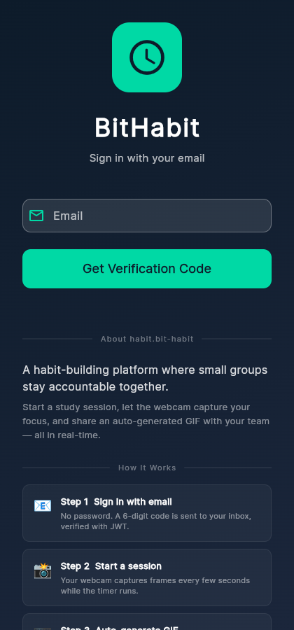 Bithabit — email-OTP login and the How-It-Works flow